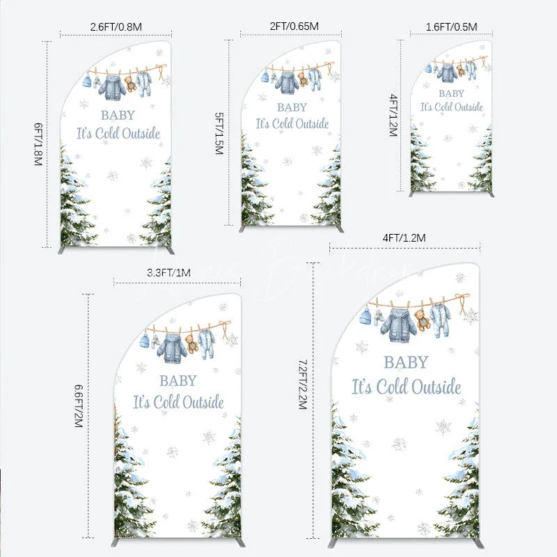 Lofaris Baby It¡¯s Cold Outside Half Moon Arch Backdrop Winter Wonderland Shower and Snow Pine Forest Party Decoration