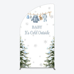 Lofaris Baby It¡¯s Cold Outside Half Moon Arch Backdrop Winter Wonderland Shower and Snow Pine Forest Party Decoration