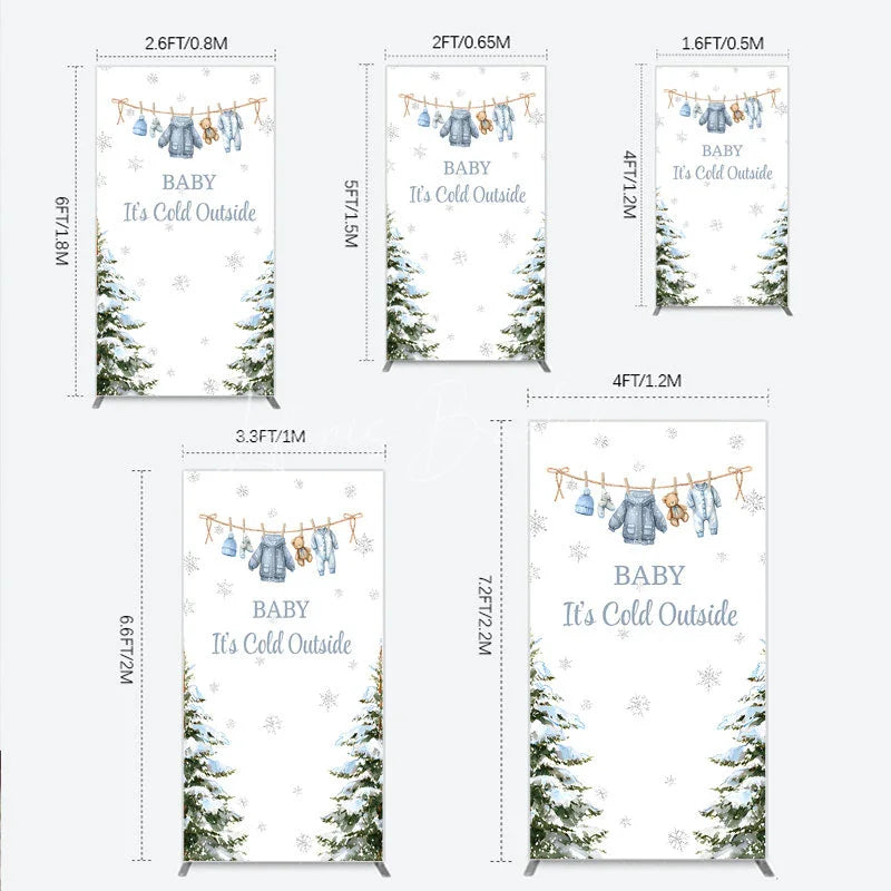 Lofaris Baby It¡¯s Cold Outside Rectangle Backdrop Winter Wonderland Shower and Snow Pine Forest Party Decoration