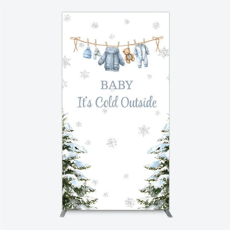 Lofaris Baby It¡¯s Cold Outside Rectangle Backdrop Winter Wonderland Shower and Snow Pine Forest Party Decoration