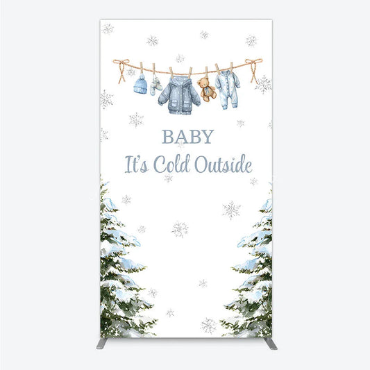 Lofaris Baby It¡¯s Cold Outside Rectangle Backdrop Winter Wonderland Shower and Snow Pine Forest Party Decoration