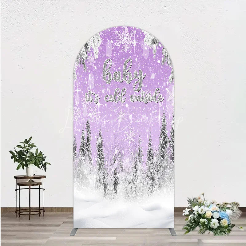 Lofaris Baby It’s Cold Outside Arch Backdrop Lavender Winter Wonderland Purple Snowflake Girl Shower Decor