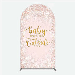Lofaris Baby Its Cold Outside Arch Backdrop Pink Snowflake Winter Shower Cover