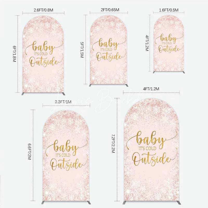 Lofaris Baby Its Cold Outside Arch Backdrop Pink Snowflake Winter Shower Cover