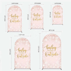 Lofaris Baby Its Cold Outside Arch Backdrop Pink Snowflake Winter Shower Cover