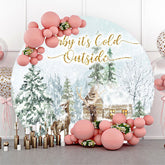 Lofaris Baby Its Cold Outside Elk Snowy Winter Round Backdrop