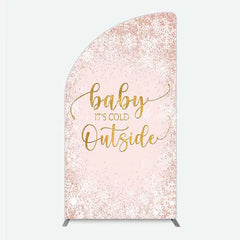 Lofaris Baby Its Cold Outside Half Moon Arch Backdrop Pink Snowflake Winter Shower Cover