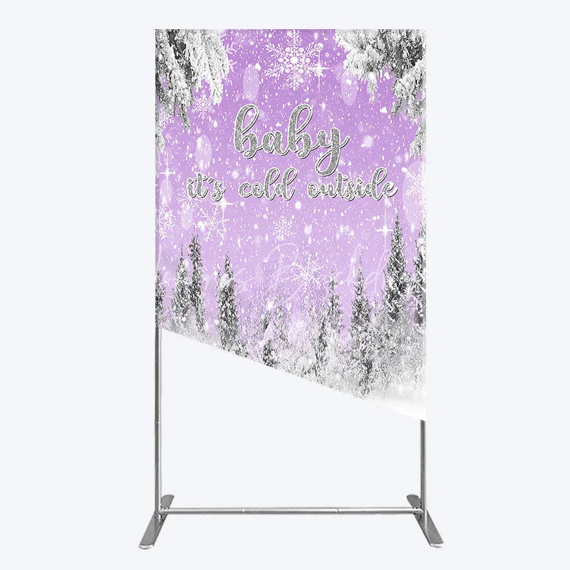 Lofaris Baby It’s Cold Outside Rectangle Backdrop Lavender Winter Wonderland Purple Snowflake Girl Shower Decor