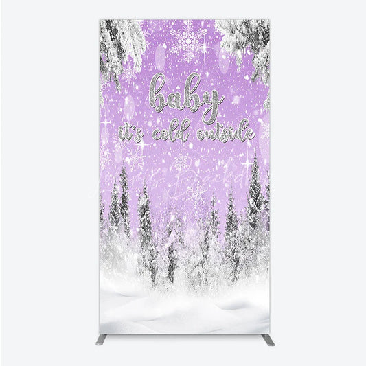 Lofaris Baby It’s Cold Outside Rectangle Backdrop Lavender Winter Wonderland Purple Snowflake Girl Shower Decor