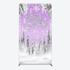 Lofaris Baby It’s Cold Outside Rectangle Backdrop Lavender Winter Wonderland Purple Snowflake Girl Shower Decor