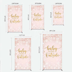 Lofaris Baby Its Cold Outside Rectangle Backdrop Pink Snowflake Winter Shower Cover