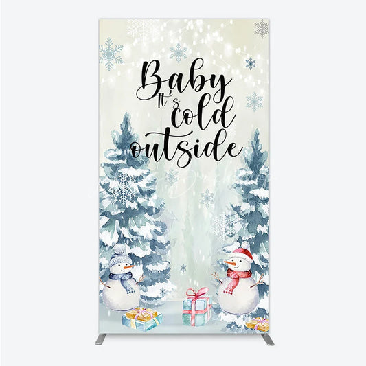 Lofaris Baby Its Cold Outside Rectangle Backdrop Winter Snowman Watercolor Pine Tree