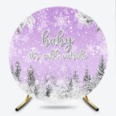 Lofaris Baby It’s Cold Outside Round Backdrop Lavender Winter Wonderland Purple Snowflake Girl Shower Decor