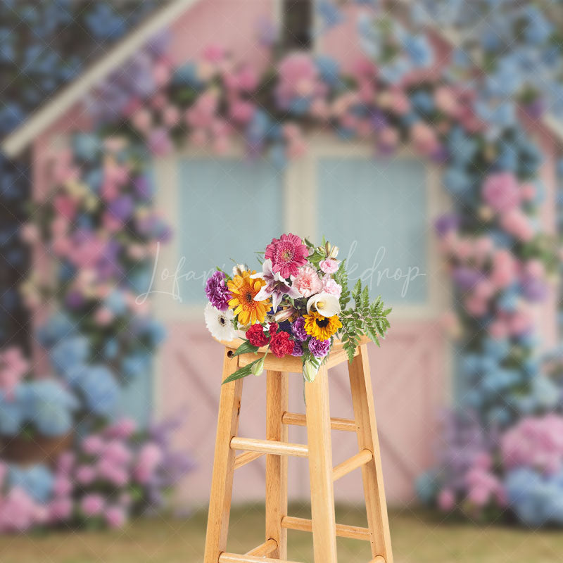 Lofaris Baby Pink Blue Wood Barn Elegant Wedding Backdrop