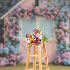 Lofaris Baby Pink Blue Wood Barn Elegant Wedding Backdrop