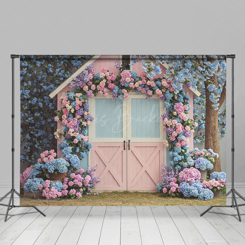 Lofaris Baby Pink Blue Wood Barn Elegant Wedding Backdrop