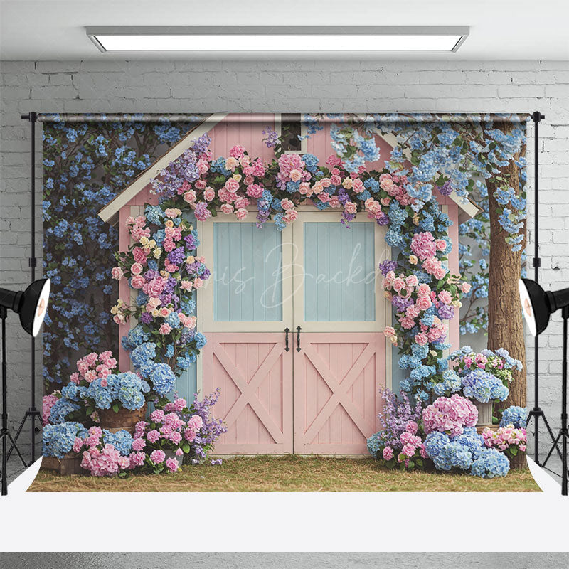 Lofaris Baby Pink Blue Wood Barn Elegant Wedding Backdrop