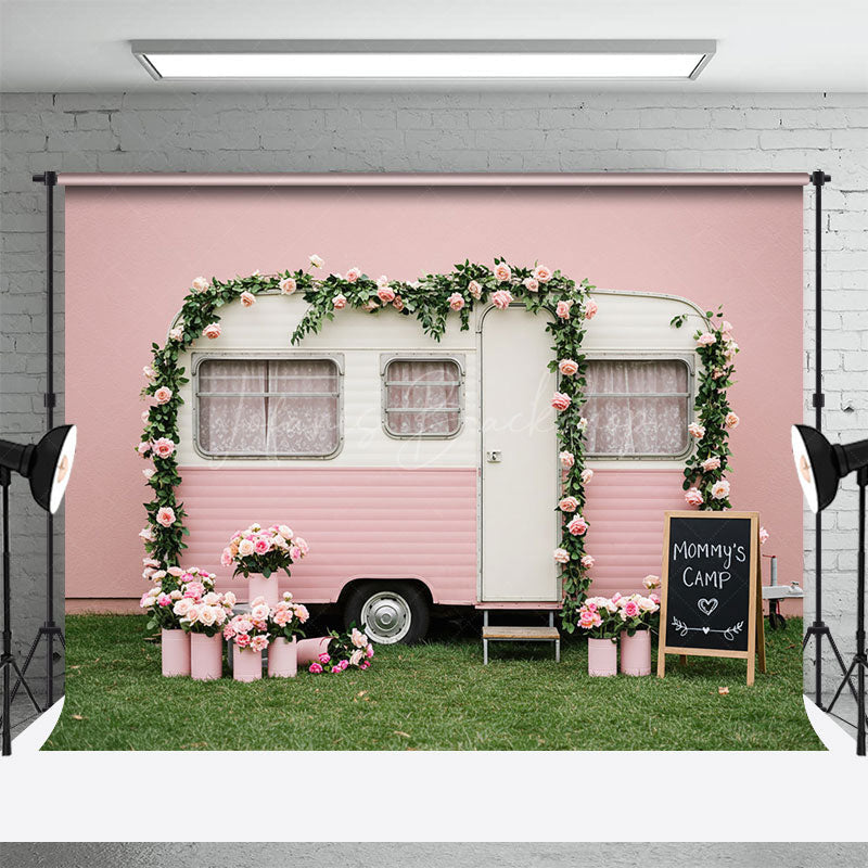 Lofaris Baby Pink Motor Home Floral Sweet Wedding Backdrop