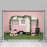 Lofaris Baby Pink Motor Home Floral Sweet Wedding Backdrop