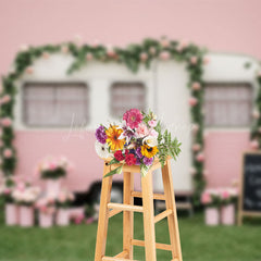 Lofaris Baby Pink Motor Home Floral Sweet Wedding Backdrop