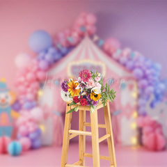 Lofaris Baby Pink Purple Circus Balloons Cake Smash Backdrop