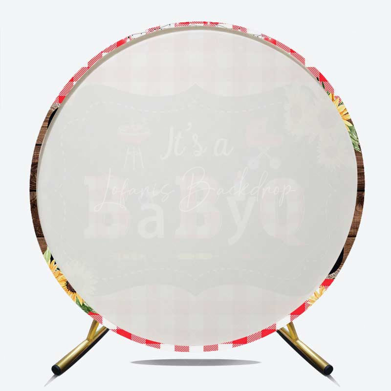 Lofaris Babyq Plaid Summer Baby Shower Round Backdrop