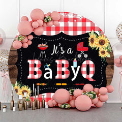 Lofaris Babyq Plaid Summer Baby Shower Round Backdrop