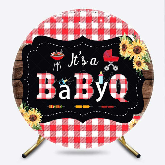 Lofaris Babyq Plaid Summer Baby Shower Round Backdrop