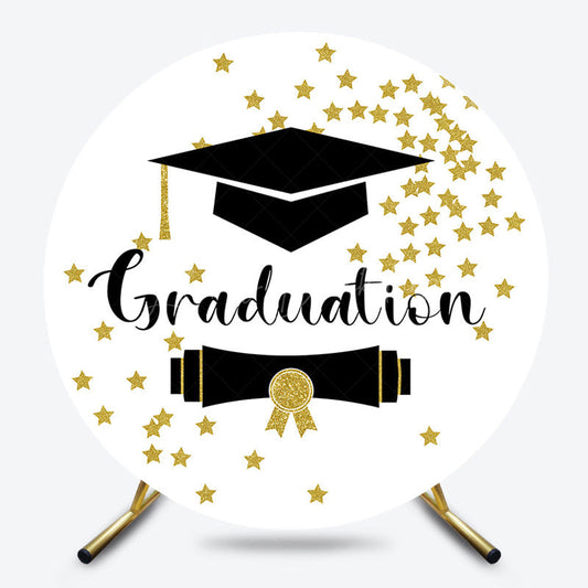 Lofaris Bachelors Hat Scroll Circle Star Graduation Backdrop
