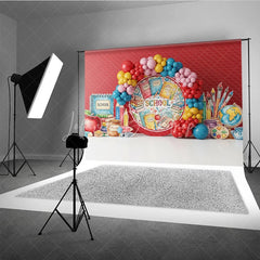 Lofaris Back to School Photography Backdrop Colorful Balloon Arch Study Background Apple Book Pencil Photo Prop