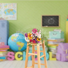 Lofaris Back to School Photography Backdrop Colorful Locker Classroom Background Globe Book Photo Prop