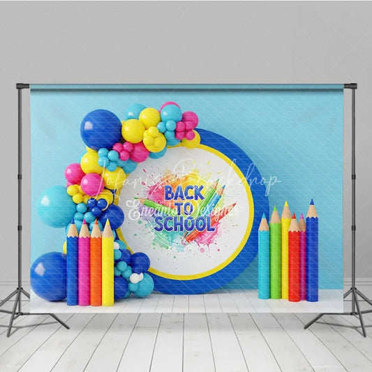 Lofaris Back to School Photography Backdrop Giant Colorful Pencil Art Background Creative Paint Photo Prop
