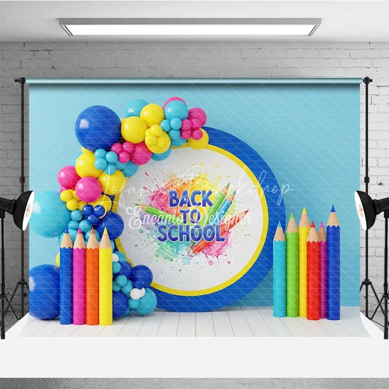 Lofaris Back to School Photography Backdrop Giant Colorful Pencil Art Background Creative Paint Photo Prop