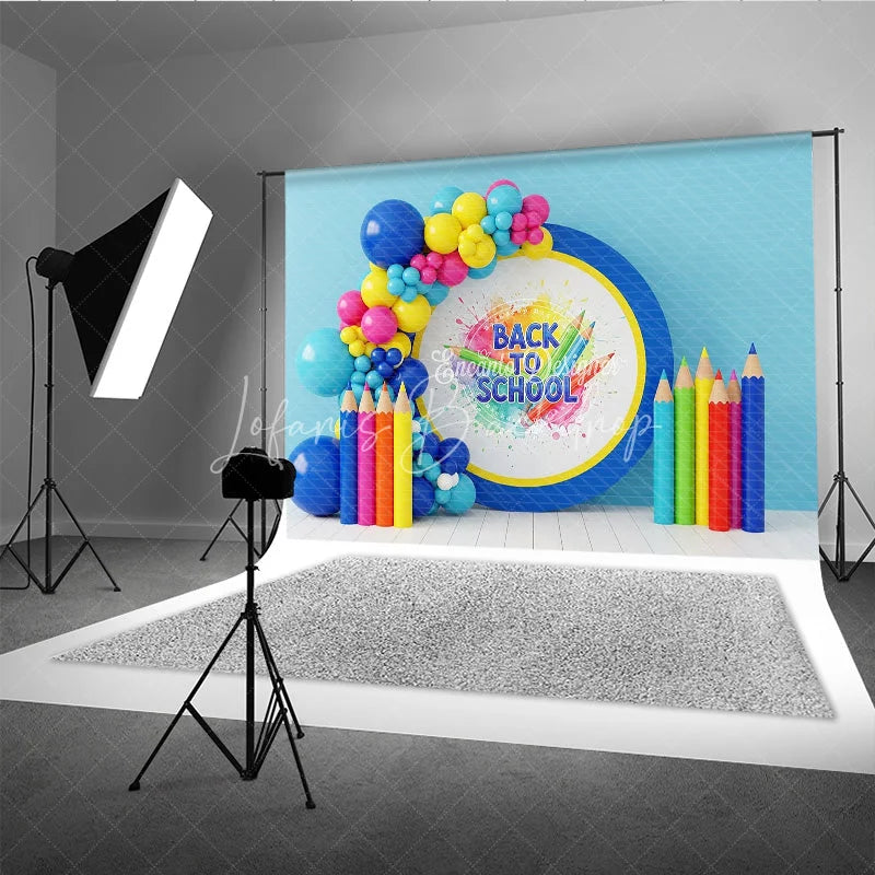 Lofaris Back to School Photography Backdrop Giant Colorful Pencil Art Background Creative Paint Photo Prop