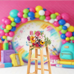 Lofaris Back to School Photography Backdrop Rainbow Balloon Art Class Background Creative Pencil Photo Prop