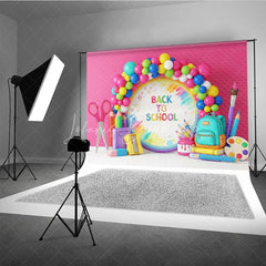 Lofaris Back to School Photography Backdrop Rainbow Balloon Art Class Background Creative Pencil Photo Prop