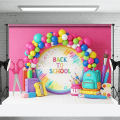 Lofaris Back to School Photography Backdrop Rainbow Balloon Art Class Background Creative Pencil Photo Prop