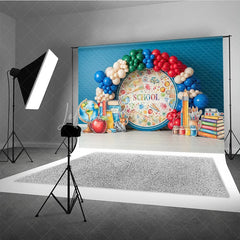 Lofaris Back to School Photography Backdrop Watercolor Globe Map Pencil Background Student Study Photo Prop