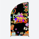 Lofaris Back to the 70s Groovy Birthday Half Moon Arch Backdrop Retro Neon with Disco Ball Hippie Themed Party Decor
