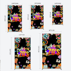 Lofaris Back to the 70s Groovy Birthday Rectangle Backdrop Retro Neon with Disco Ball Hippie Themed Party Decor