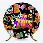 Lofaris Back to the 70s Groovy Round Backdrop for Birthday Retro Neon with Disco Ball Hippie Themed Party Decor