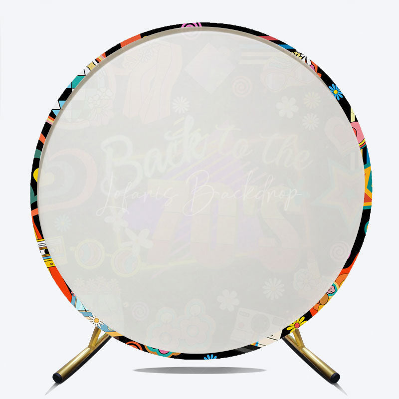 Lofaris Back to the 70s Groovy Round Backdrop for Birthday Retro Neon with Disco Ball Hippie Themed Party Decor