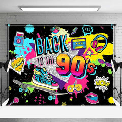 Lofaris Back to the 90s Party Backdrop Banner Retro 1990s Hip Hop and Pop Culture Decor Throwback Themed Photo Prop