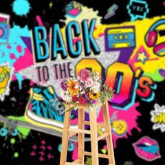 Lofaris Back to the 90s Party Backdrop Banner Retro 1990s Hip Hop and Pop Culture Decor Throwback Themed Photo Prop