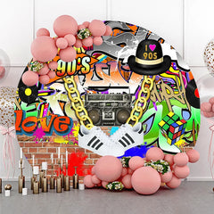 Lofaris Back to The 90s Round Backdrop for Birthday Party Retro Hip Hop Graffiti Theme Throwback Photo Booth Decor