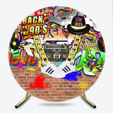 Lofaris Back to The 90s Round Backdrop for Birthday Party Retro Hip Hop Graffiti Theme Throwback Photo Booth Decor