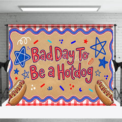 Lofaris Bad Day To Be a Hotdog Holiday Backdrop with Red White and Blue Stars Summer BBQ Party Decor