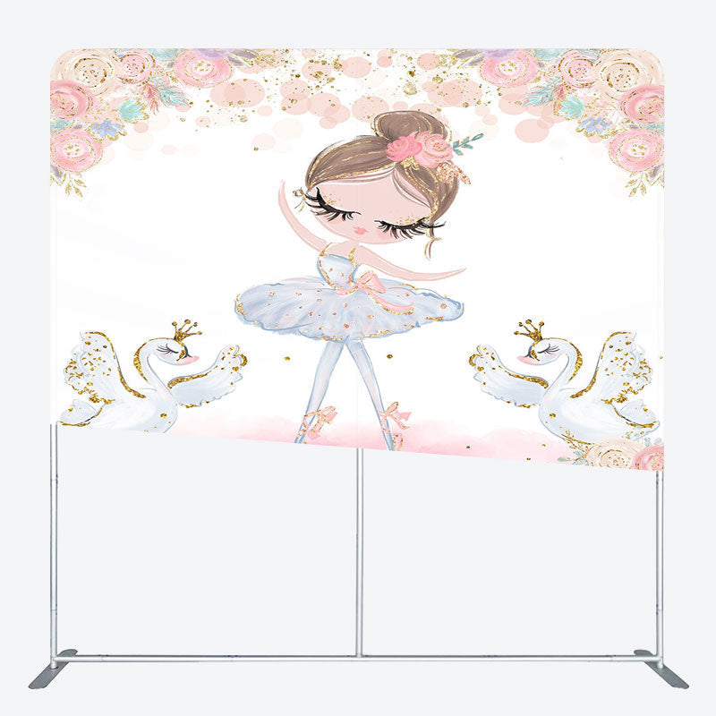 Lofaris Ballet Girl Swan Floral Birthday Pillow Case Backdrop