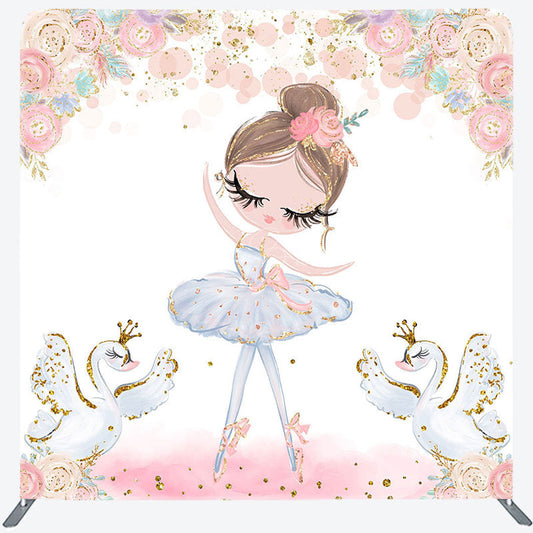 Lofaris Ballet Girl Swan Floral Birthday Pillow Case Backdrop