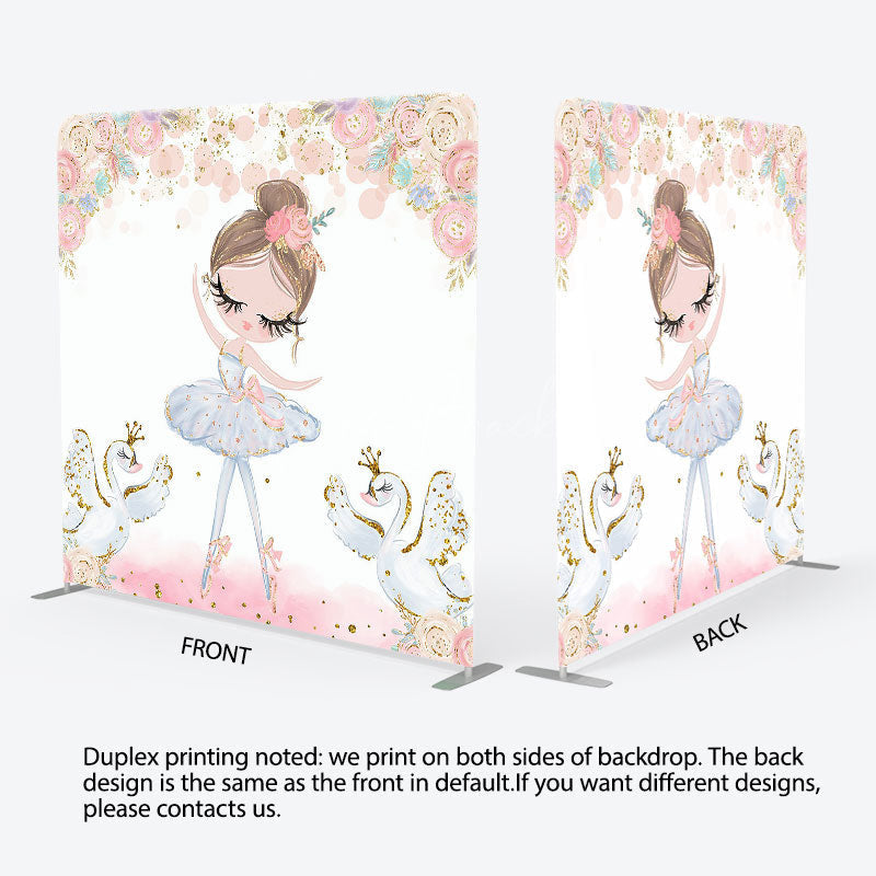 Lofaris Ballet Girl Swan Floral Birthday Pillow Case Backdrop